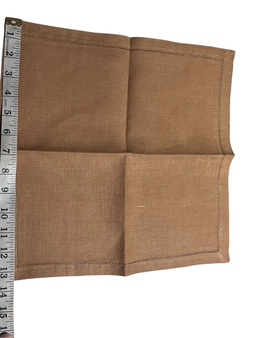 Vtg Belleair Royal Irish Linen Set Brown Hemstitch 7 Pcs (Missing 1 Napkin)
